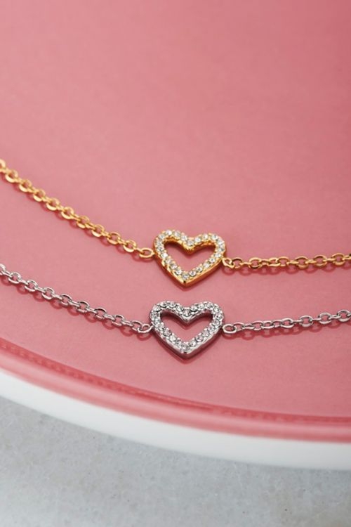 ARMBAND OPEN HART STEENTJES ZILVER