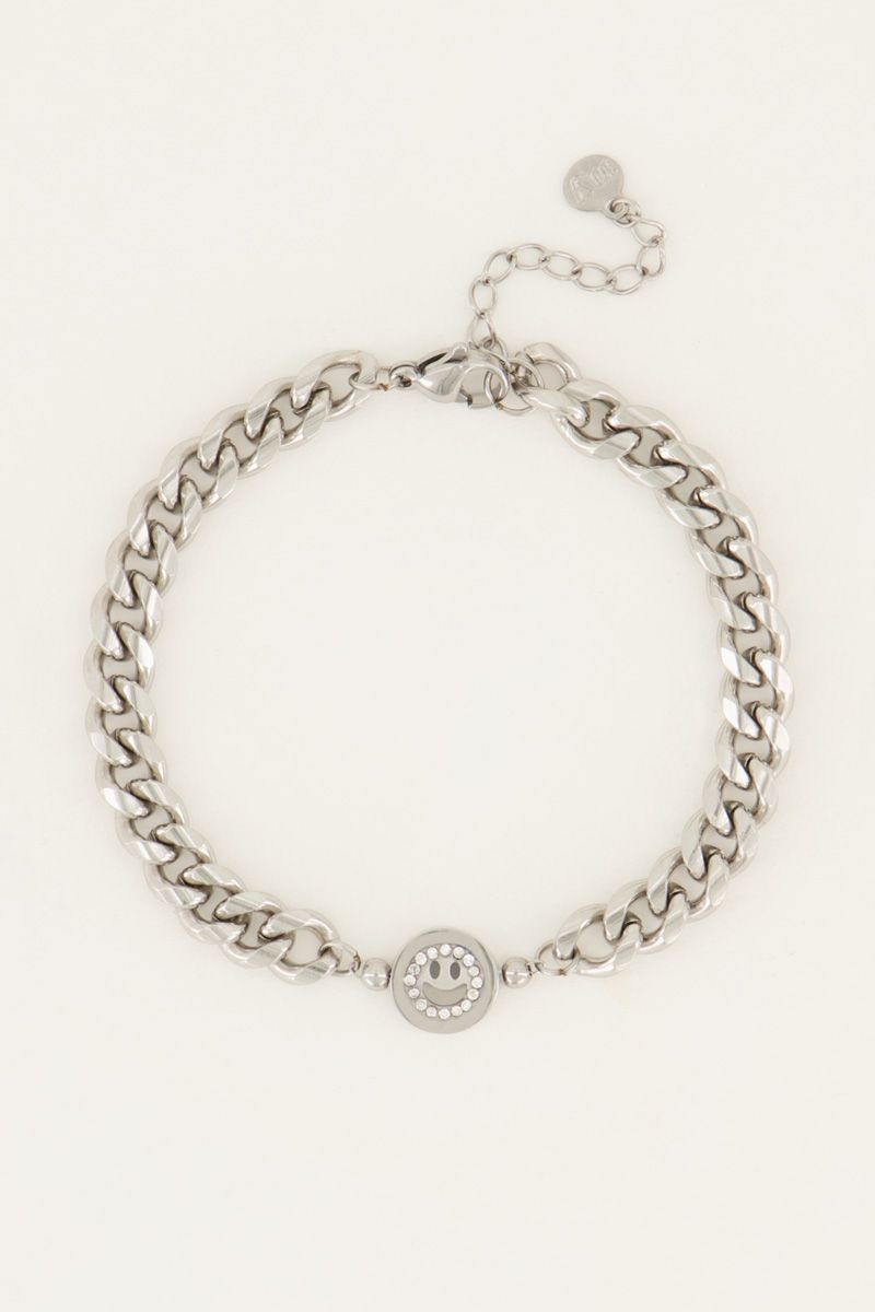 SCHAKELARMBAND MET SMILEY ZILVER 
