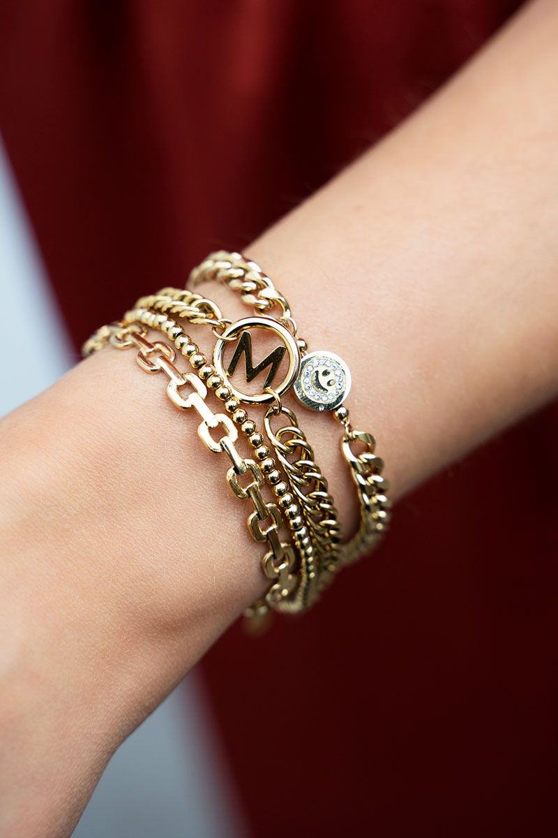 SCHAKELARMBAND MET SMILEY ZILVER 