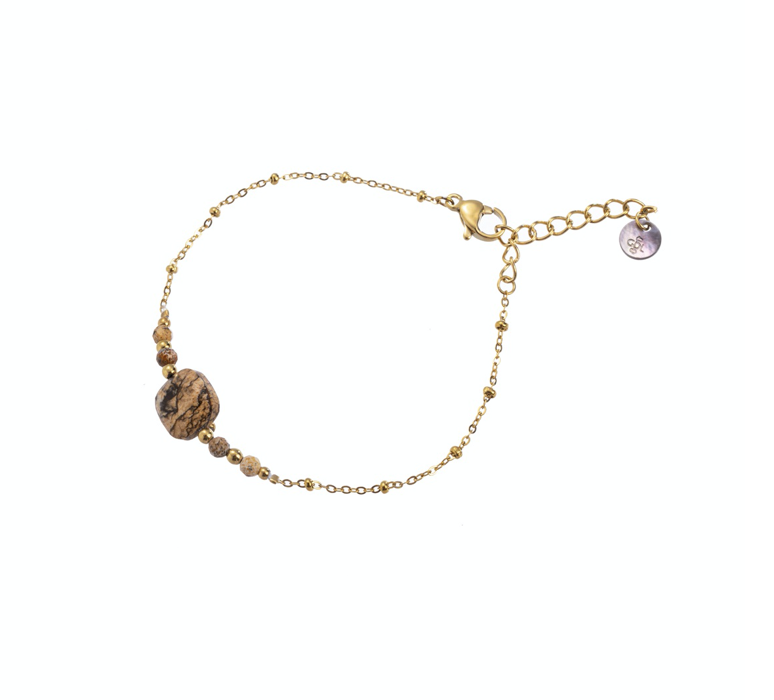GO DUTCH LABEL ARMBAND MET KRALEN EN BRUINE STEEN