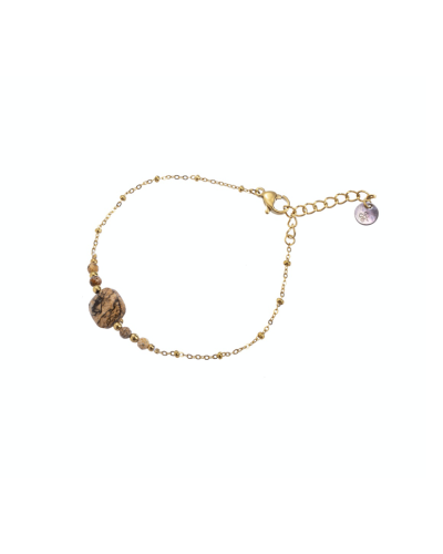 GO DUTCH LABEL ARMBAND MET KRALEN EN BRUINE STEEN