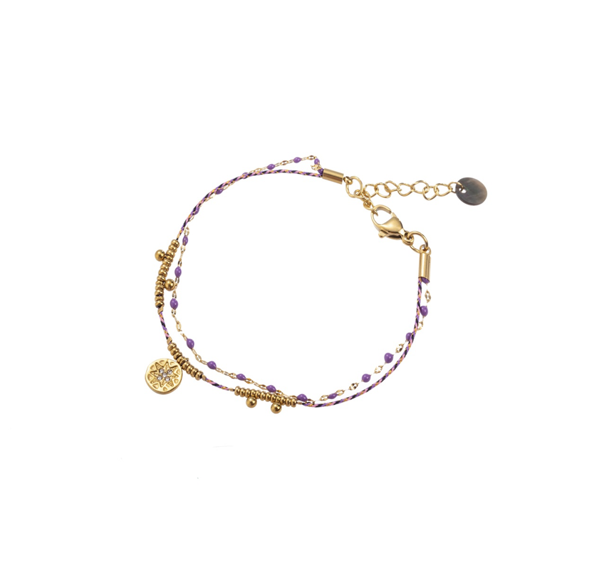 GO DUTCH LABEL PAARSE DUBBELE ARMBAND MET MUNTJE