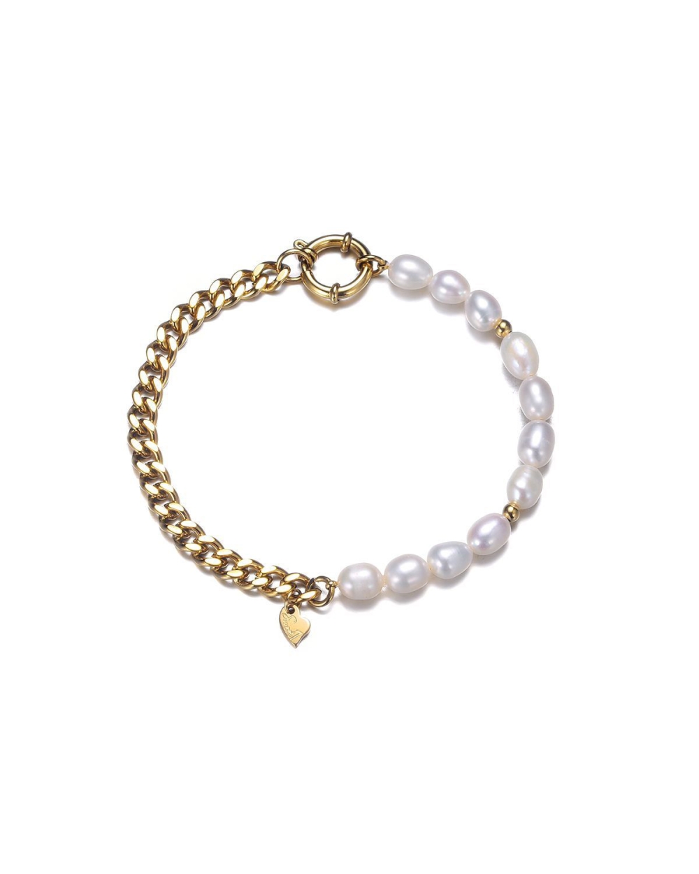 SCHAKELARMBAND MET ZOETWATERPARELS