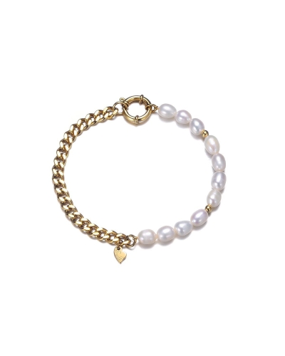 SCHAKELARMBAND MET ZOETWATERPARELS
