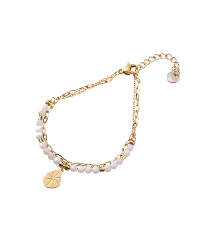 SCHAKELARMBAND MET KRALEN WIT GOUD