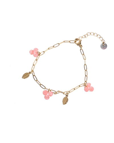 Day & Eve BEDELARMBAND VEERTJE EN ROZE B3304-1