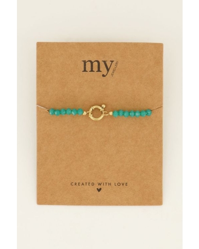 GROENE KRALENARMBAND MET GOUDE SLUITING 