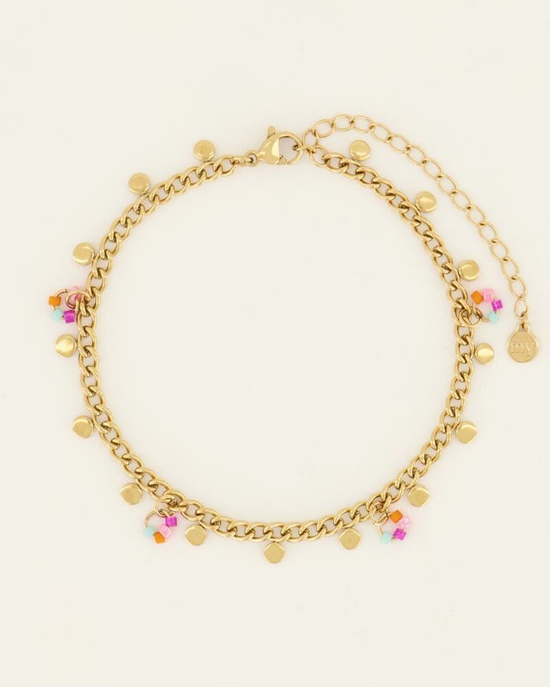 ARMBAND MET STEENTJES EN MUNTJES MULTI