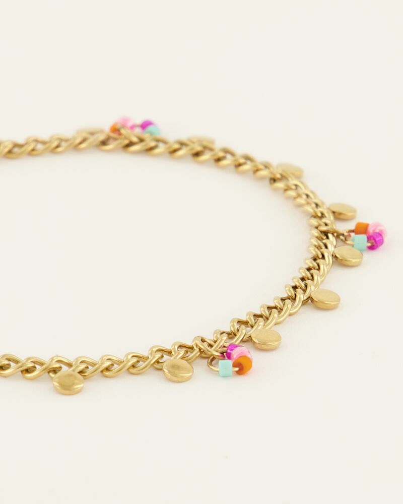 ARMBAND MET STEENTJES EN MUNTJES MULTI