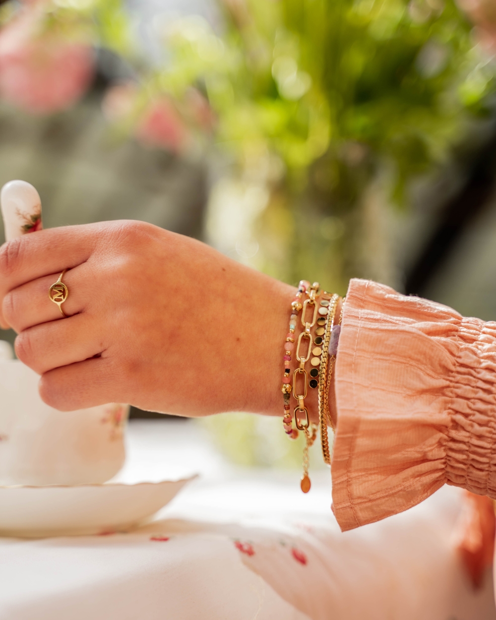 SCHAKELARMBAND BLOOMING GOUD