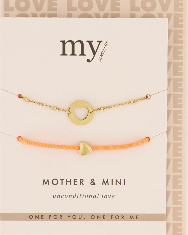 MOEDER & MINI ARMBAND ORANJE