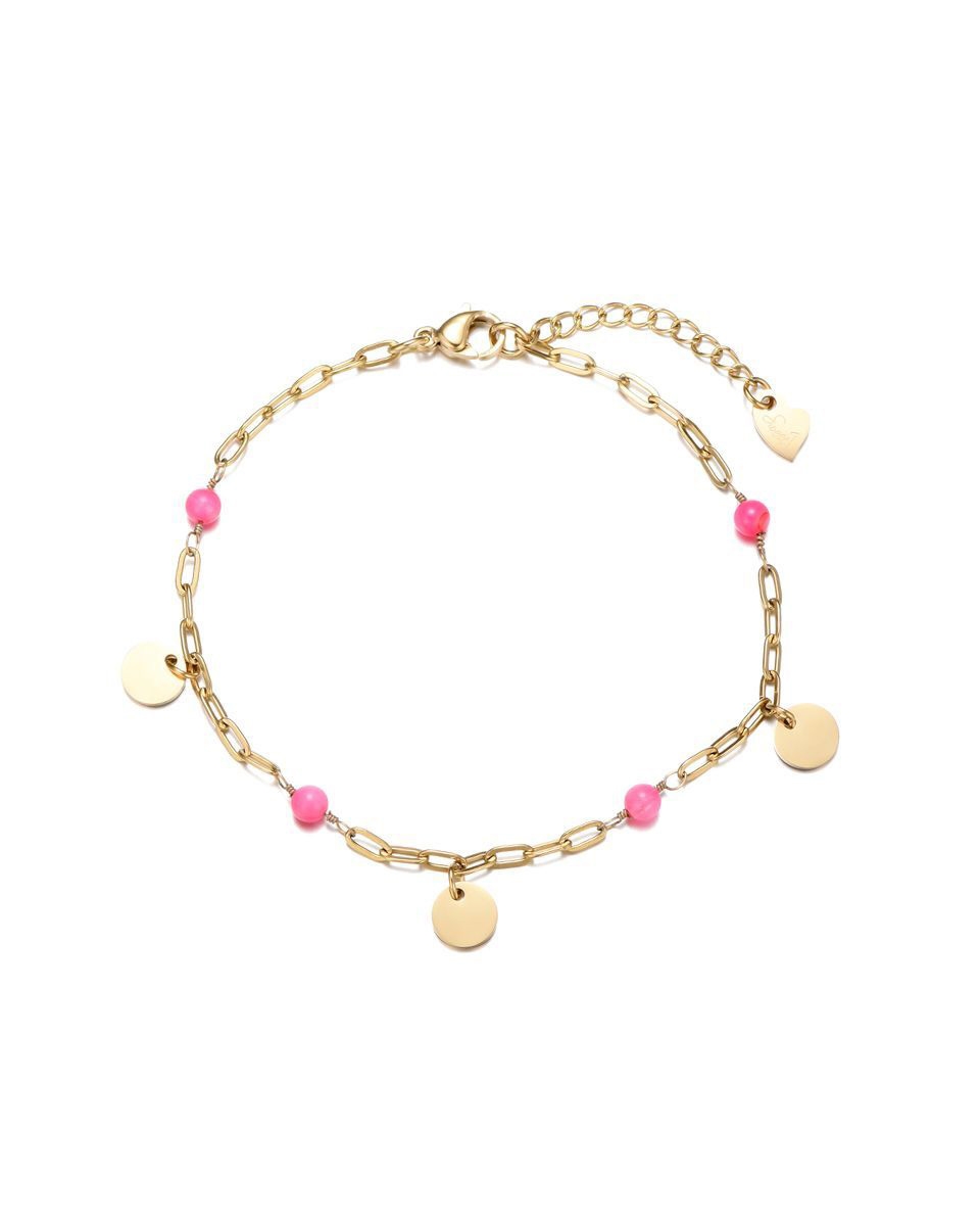 ARMBAND ROZE KRALEN EN MUNTJES