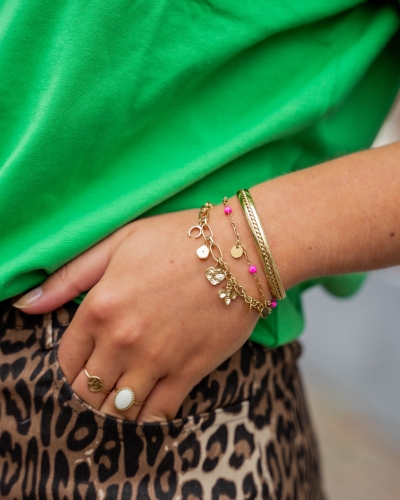 ARMBAND ROZE KRALEN EN MUNTJES