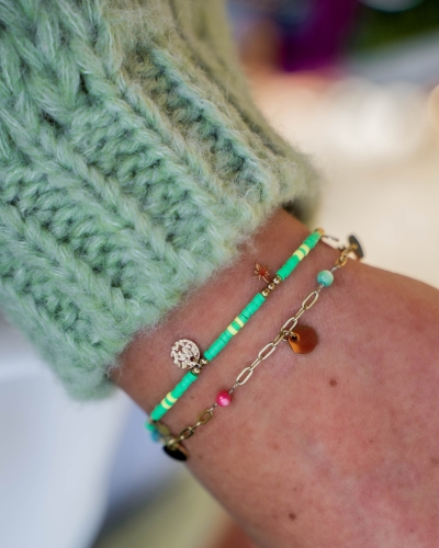 ARMBAND MULTI KRALEN EN MUNTJE