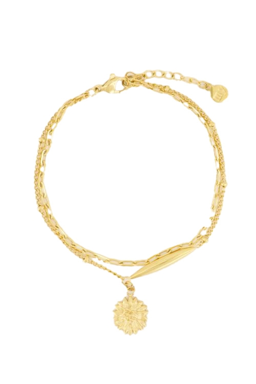 ARMBAND MET ZONNEBLOEM BEDEL GOUD