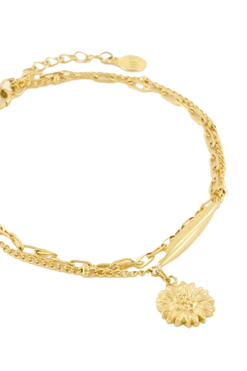 ARMBAND MET ZONNEBLOEM BEDEL GOUD