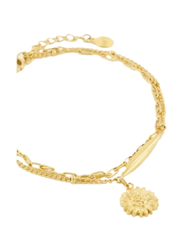 ARMBAND MET ZONNEBLOEM BEDEL GOUD