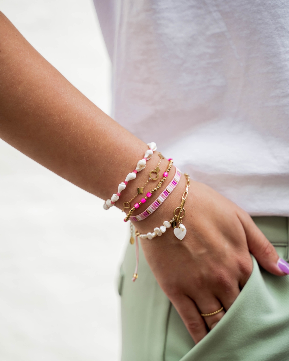 Gossip ARMBAND SCHELP KRALEN HART Goud