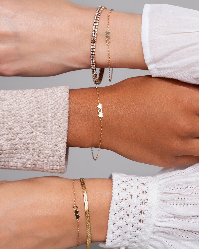 ARMBANDEN SET 3 HARTJES ZILVER