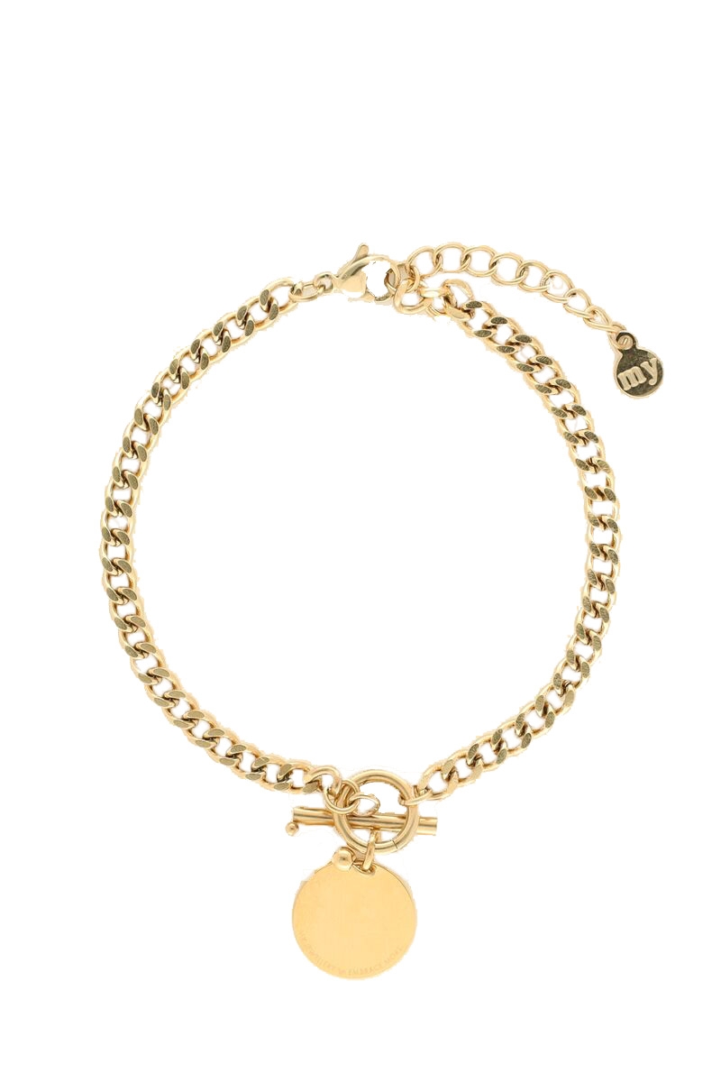 ARMBAND MET MUNT EN PAREL GOUD