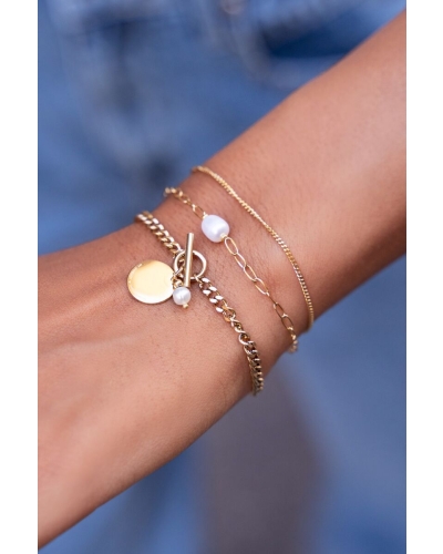 My Jewellery ARMBAND MET MUNT EN PAREL GOUD