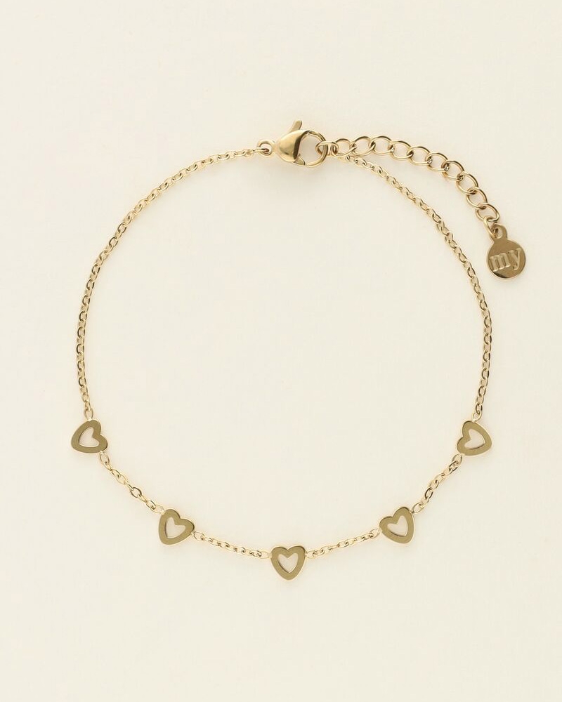 ARMBAND MET KLEINE HARTJES GOUD