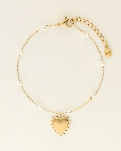 ARMBAND MET HARTJES BEDEL EN PARELS