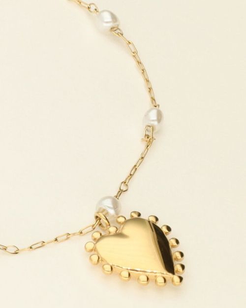 ARMBAND MET HARTJES BEDEL EN PARELS