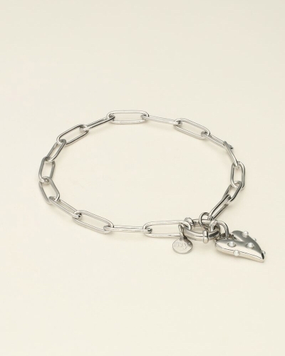 ARMBAND MET GROOT HART EN PARELS ZILVER