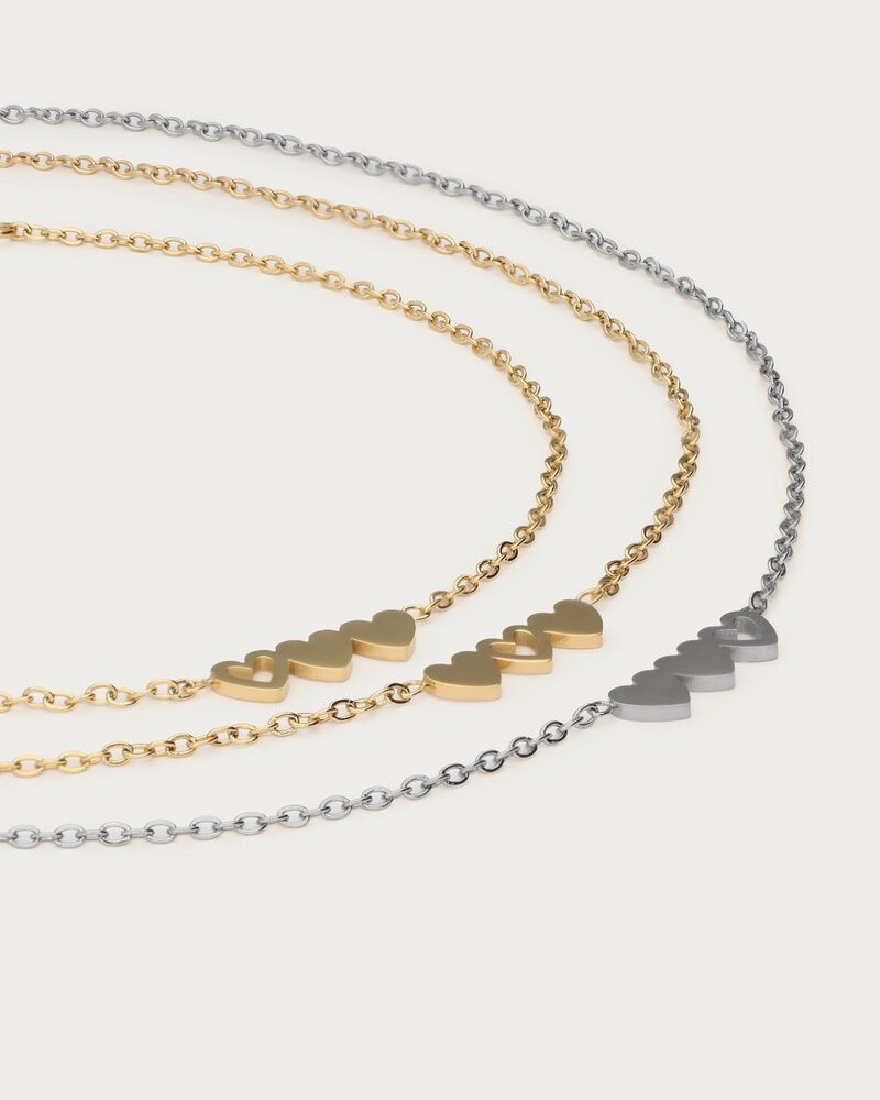 ARMBANDEN SET HARTJES TWEE GOUDKLEURIG EN ZILVERKLEURIG