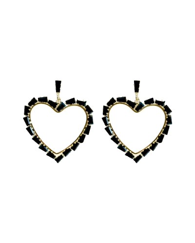 Day & Eve OORSTEKER HART ZWARTE STENEN E3537-3