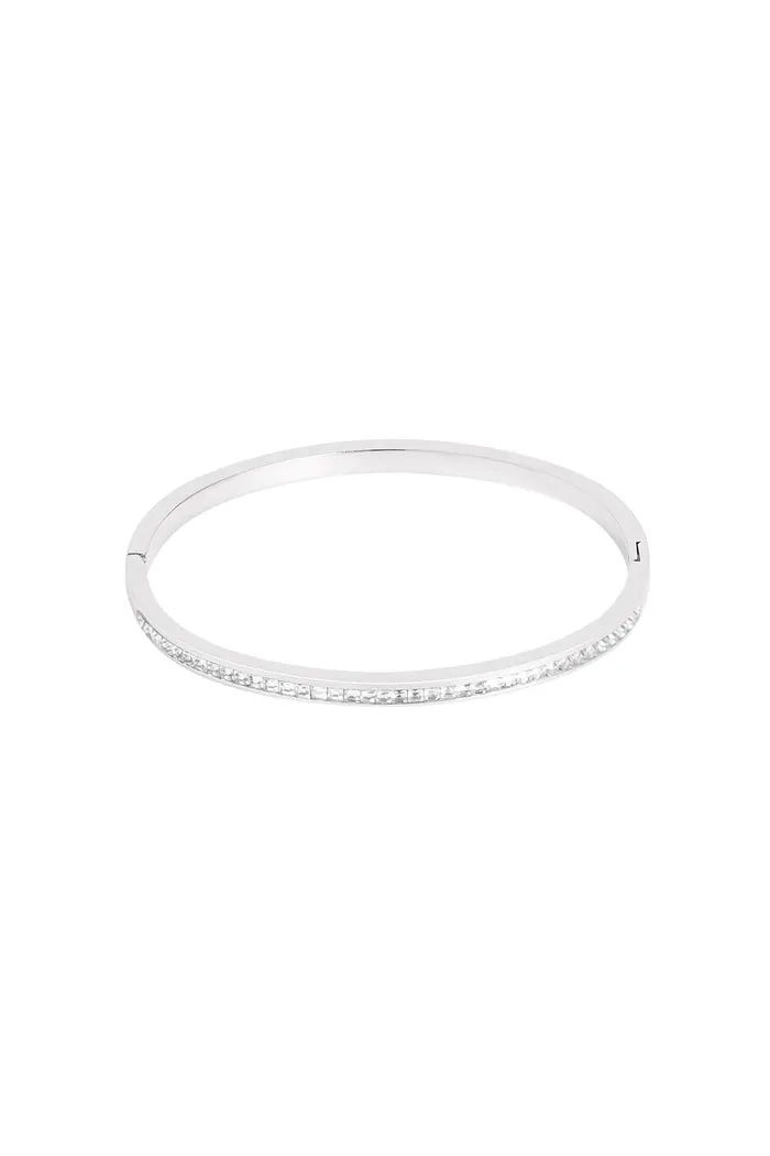 SLAVENARMBAND WITTE STEENTJES ZILVER