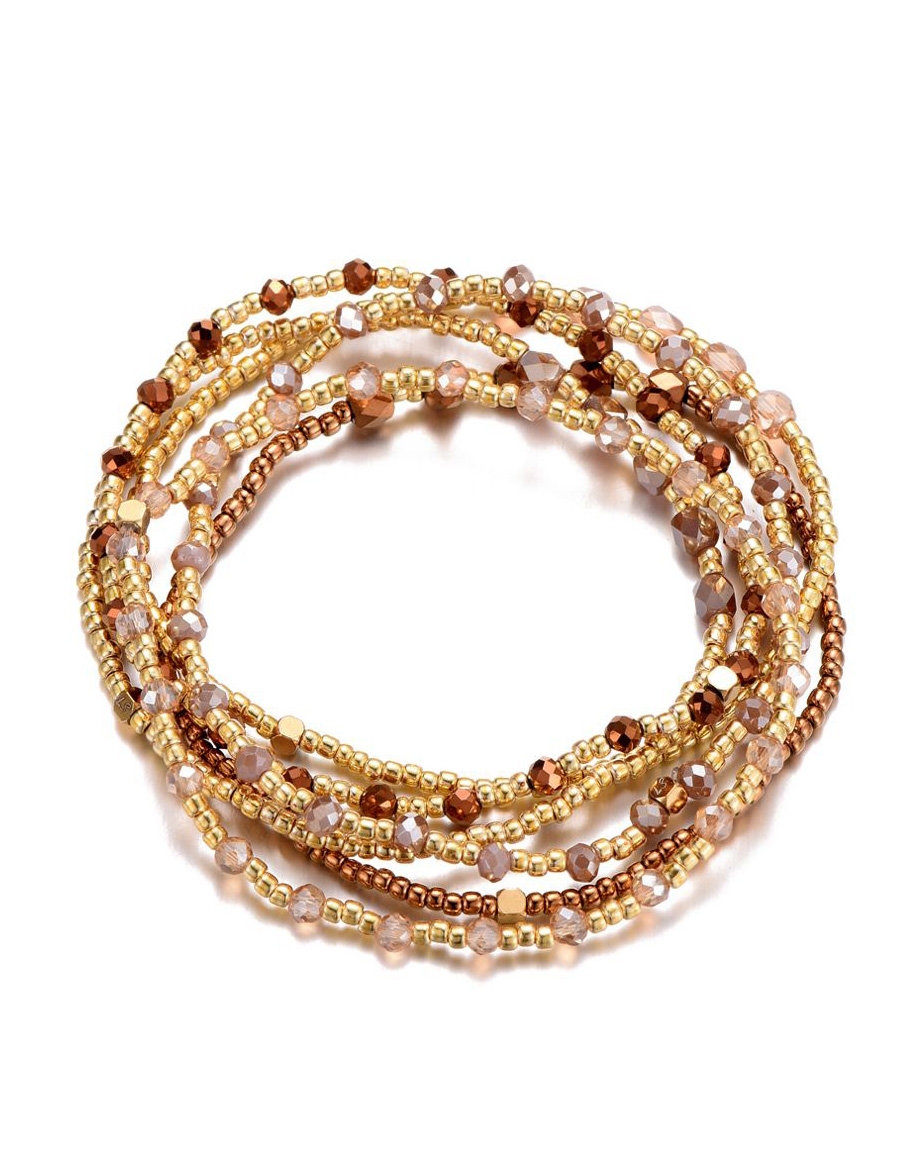 MIYUKI ARMBANDEN GOUD/BEIGE/BRUIN