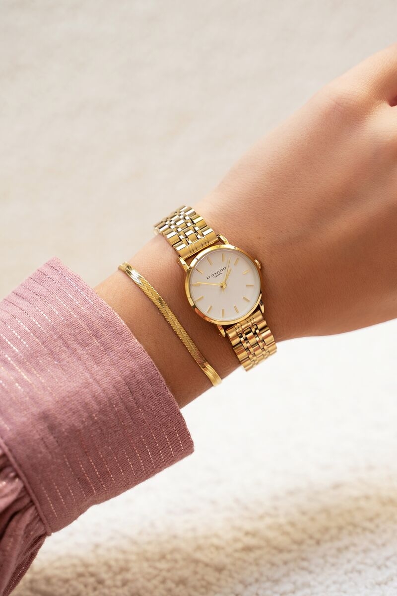 ARMBAND MET PLATTE SCHAKEL GOUD