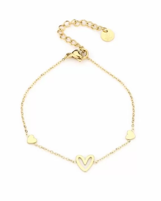 ARMBAND DRIE HARTJES GOUD