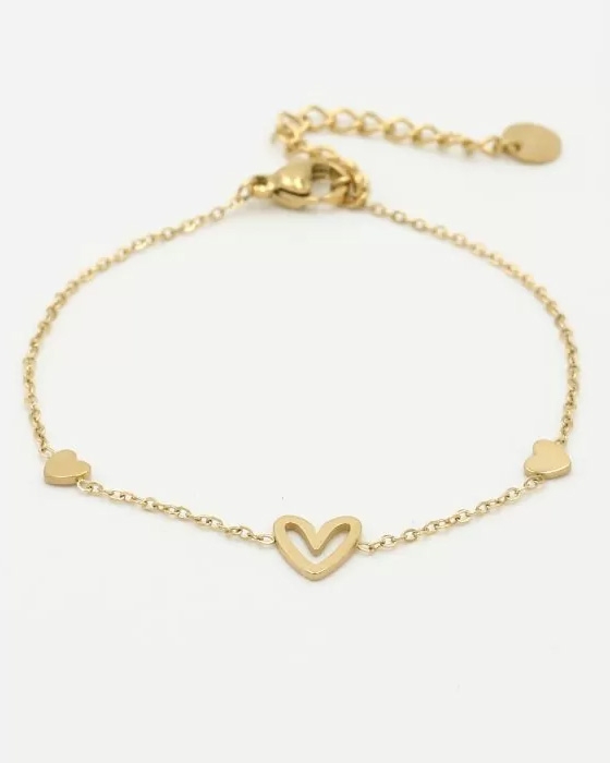 ARMBAND DRIE HARTJES GOUD