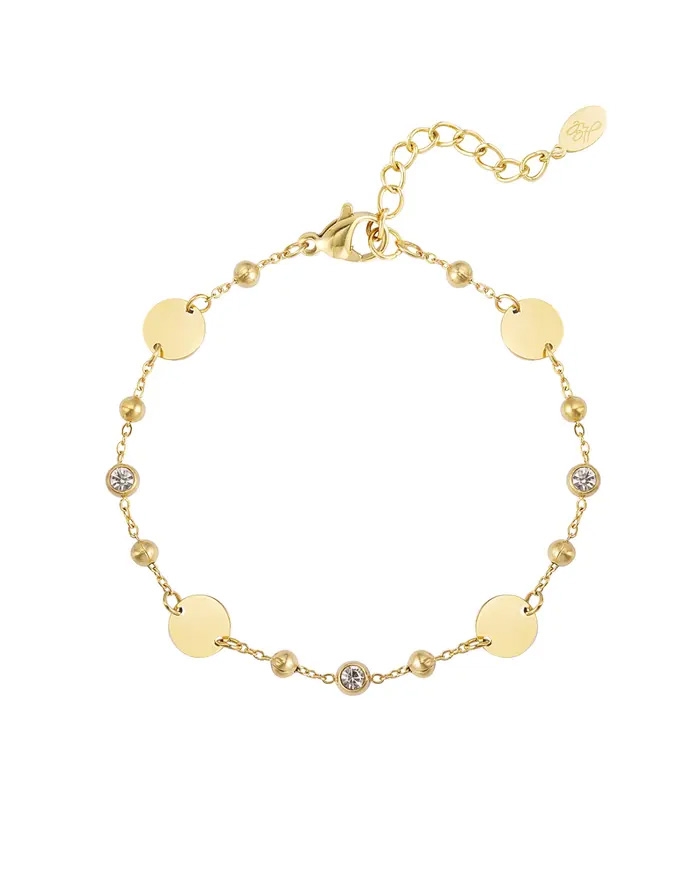 ARMBAND RONDE PARTY MET STEENTJES GOUD