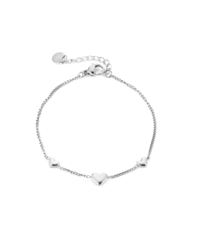 ARMBAND MET DRIE HARTJES ZILVER