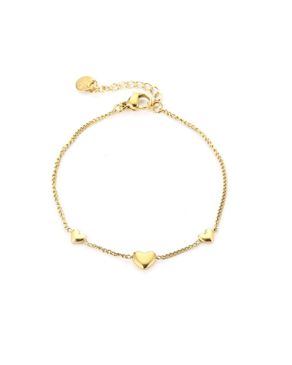 ARMBAND MET DRIE HARTJES GOUD