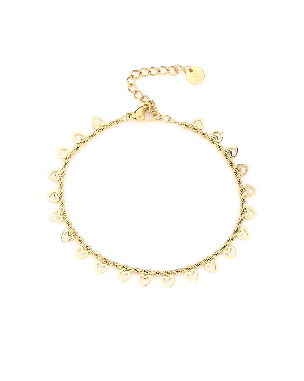GEDRAAIDE ARMBAND OPEN HARTJES GOUD