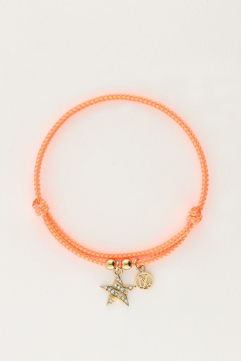ORANJE TOUW ARMBAND MET STER