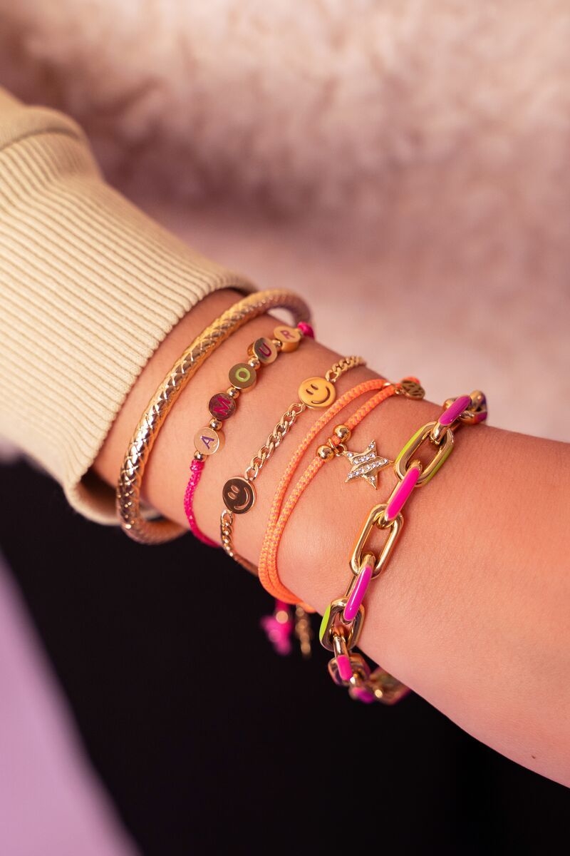 ORANJE TOUW ARMBAND MET STER