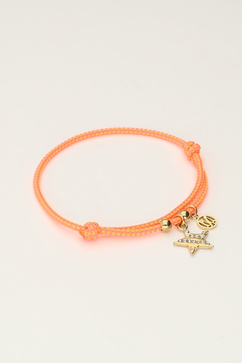 ORANJE TOUW ARMBAND MET STER