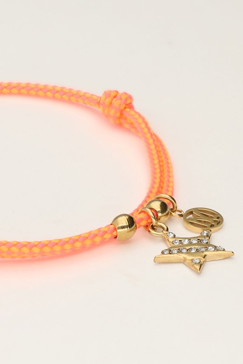 ORANJE TOUW ARMBAND MET STER