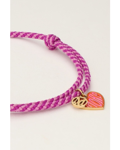 PAARSE TOUW ARMBAND MET HART