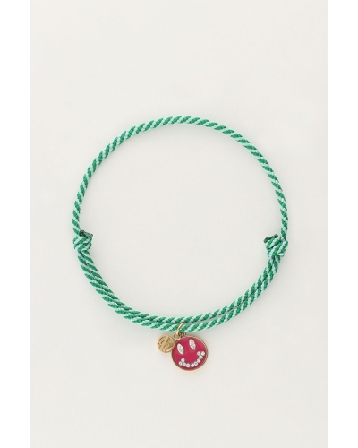 GROENE TOUW ARMBAND MET SMILEY