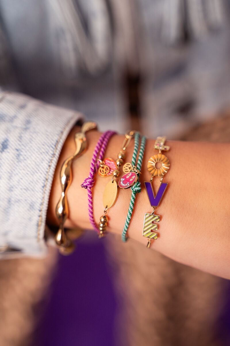 GROENE TOUW ARMBAND MET SMILEY