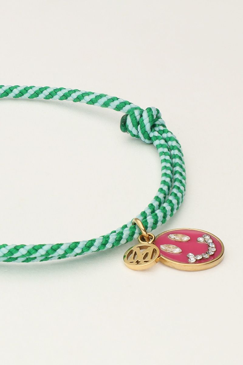 GROENE TOUW ARMBAND MET SMILEY