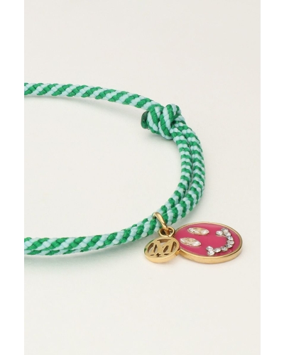 GROENE TOUW ARMBAND MET SMILEY