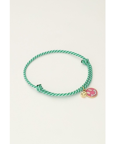 GROENE TOUW ARMBAND MET SMILEY